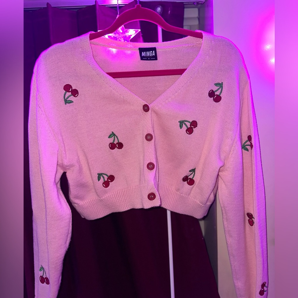 ~Cropped Cherry Cardigan~